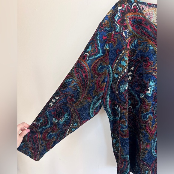 Y2K BONWORTH Burnout Velvet Paisley Jewel Tone Top Whimsigoth Fairy Grunge Sz LP - Picture 5 of 12